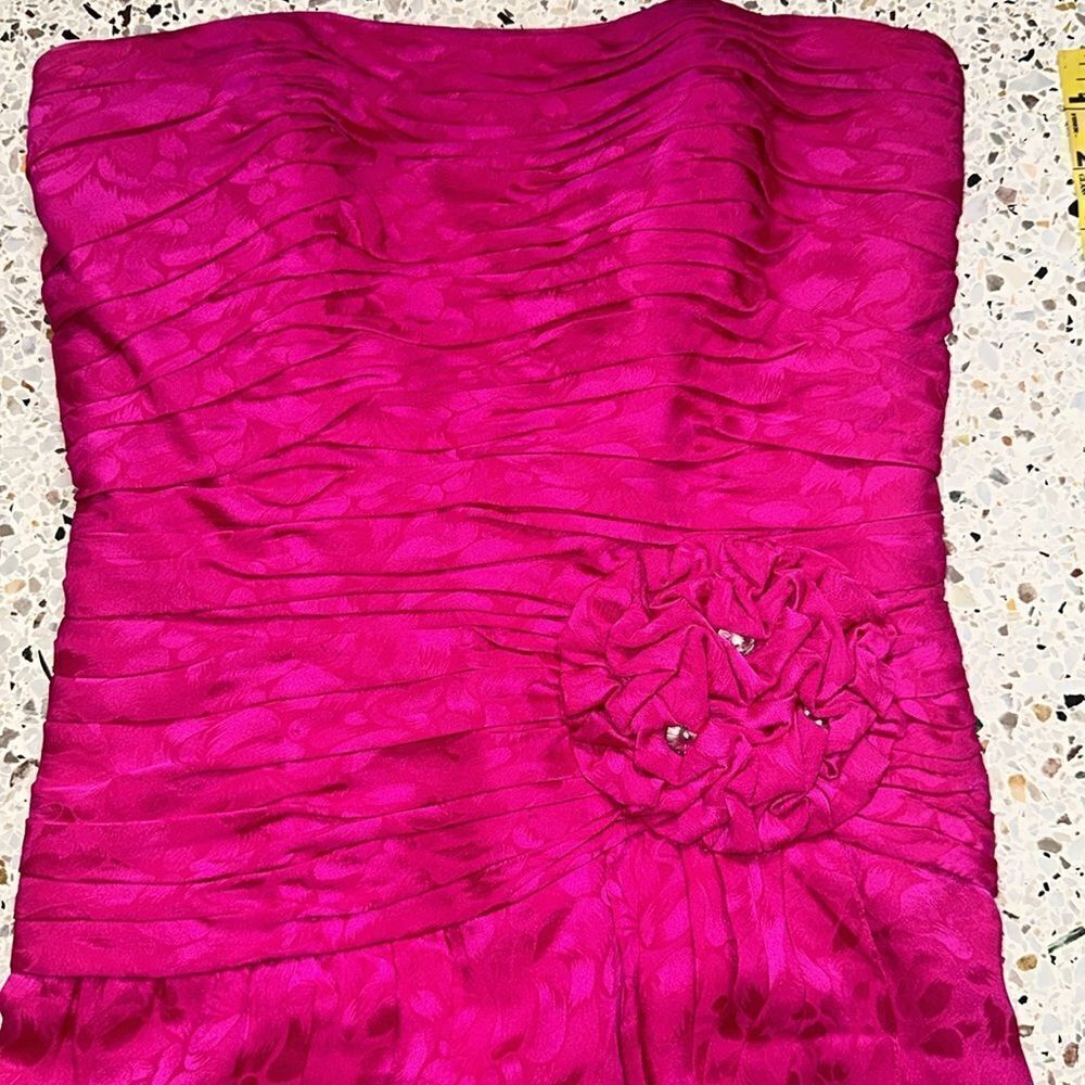 EUC vintage hot Barbie pink Lillie Rubin 100% silk cocktail dress 6 - Picture 4 of 9